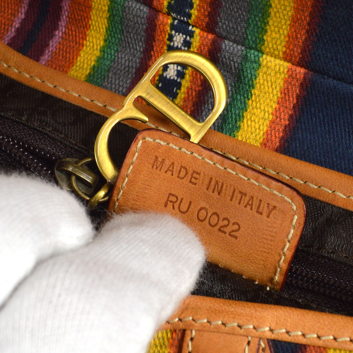 Christian Dior Mexican Striped Saddle Bag Medium
