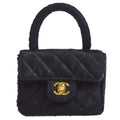 CHANEL * 1991-1994 Classic Flap Handbag Micro Black Pony Hair 57754