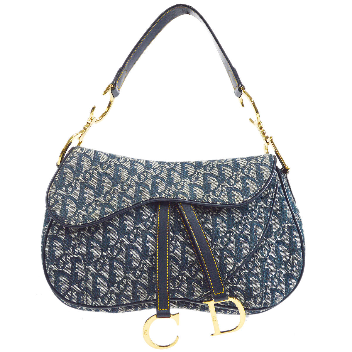 Christian Dior Trotter Double Saddle Bag Large Navy