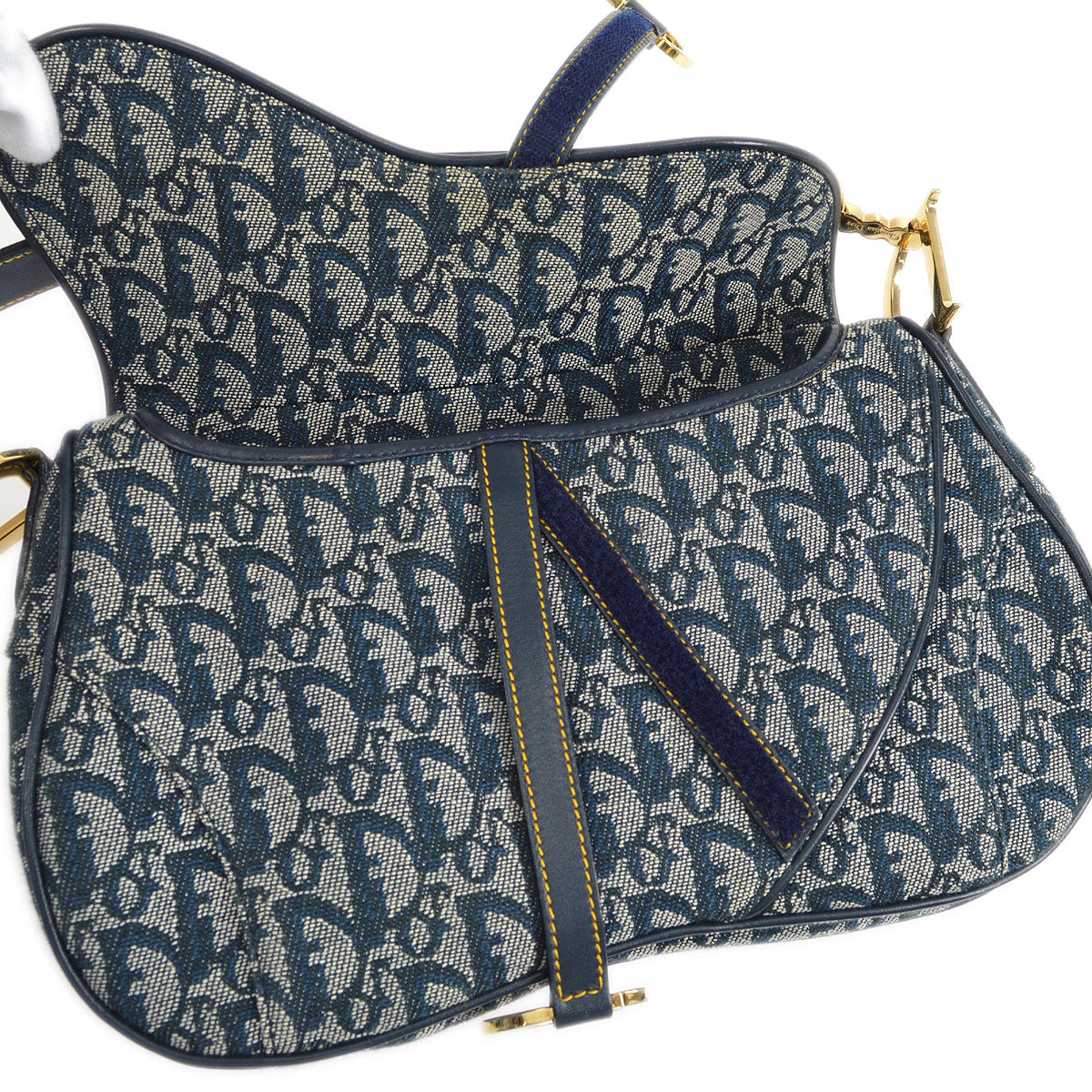 Christian Dior Trotter Double Saddle Bag Large Navy