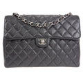 CHANEL 2000-2001 Classic Flap Jumbo SHW Black Caviar 27053