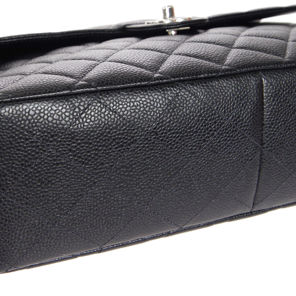 CHANEL 2000-2001 Classic Flap Jumbo SHW Black Caviar 27053