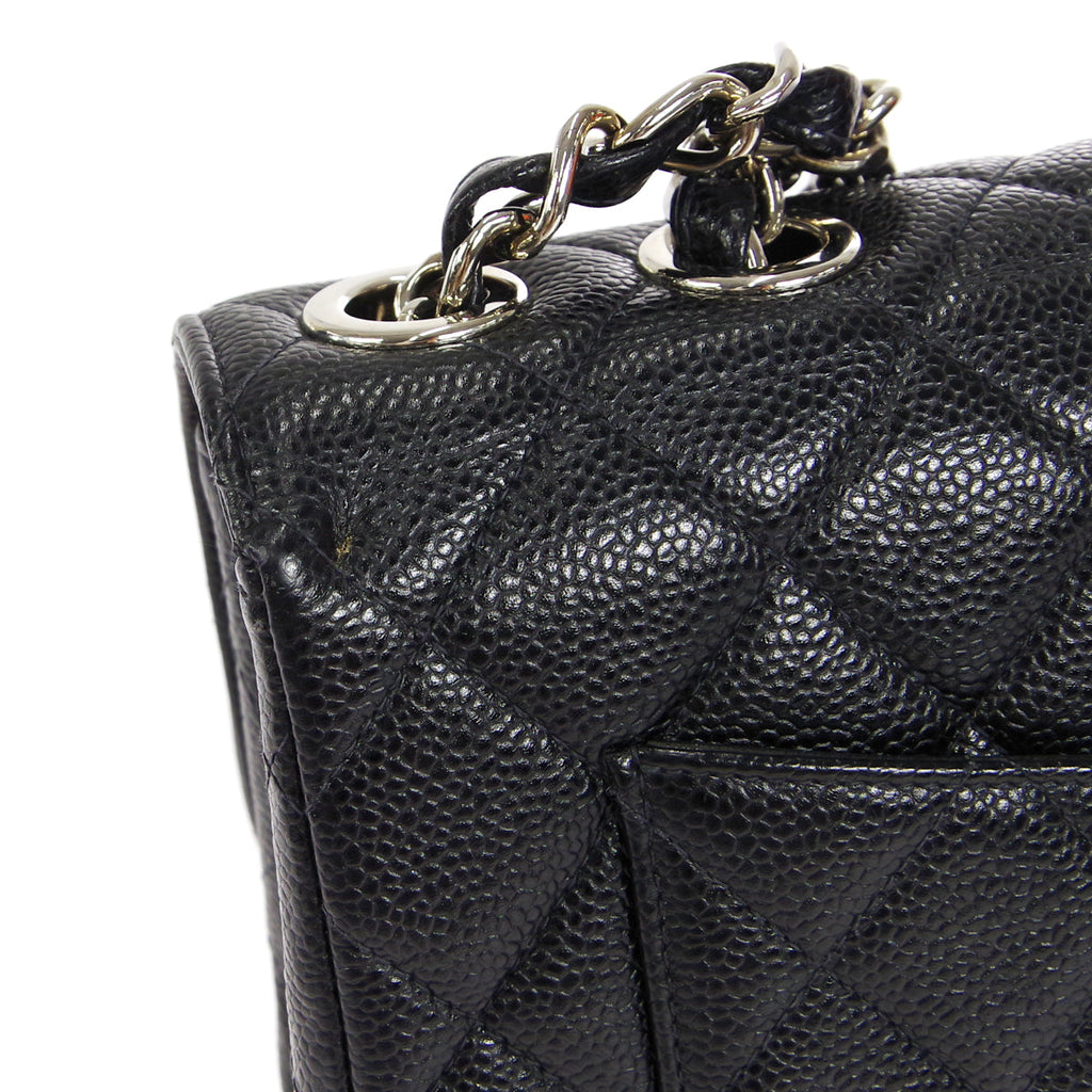 CHANEL 2000-2001 Classic Flap Jumbo SHW Black Caviar 27053