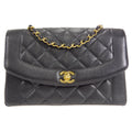 CHANEL 1997-1999 Tall Diana Flap Medium Black Caviar 27060