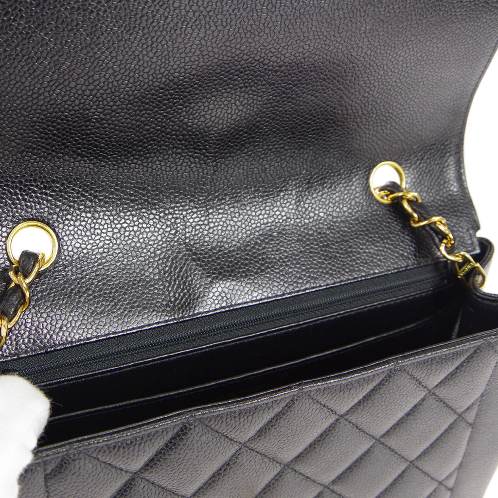 CHANEL 1997-1999 Tall Diana Flap Medium Black Caviar 27060