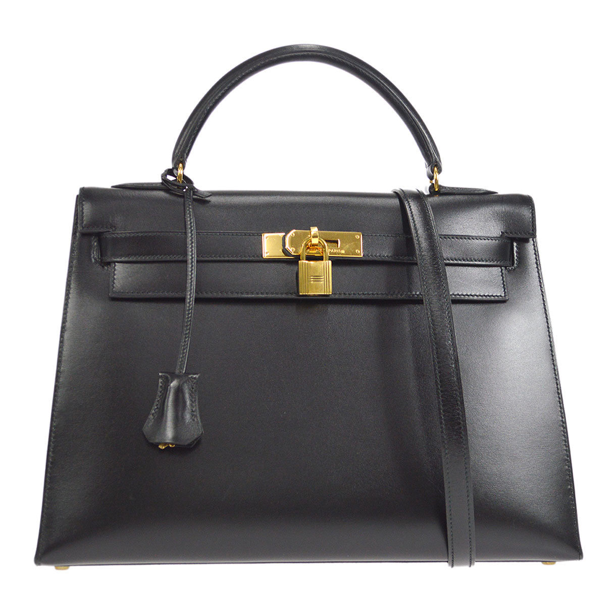 HERMES 1991 KELLY 32 SELLIER Black Box Calf