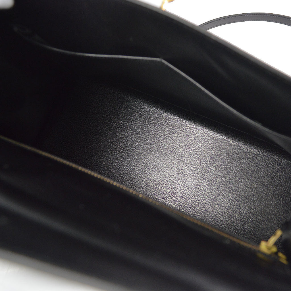 HERMES 1991 KELLY 32 SELLIER Black Box Calf