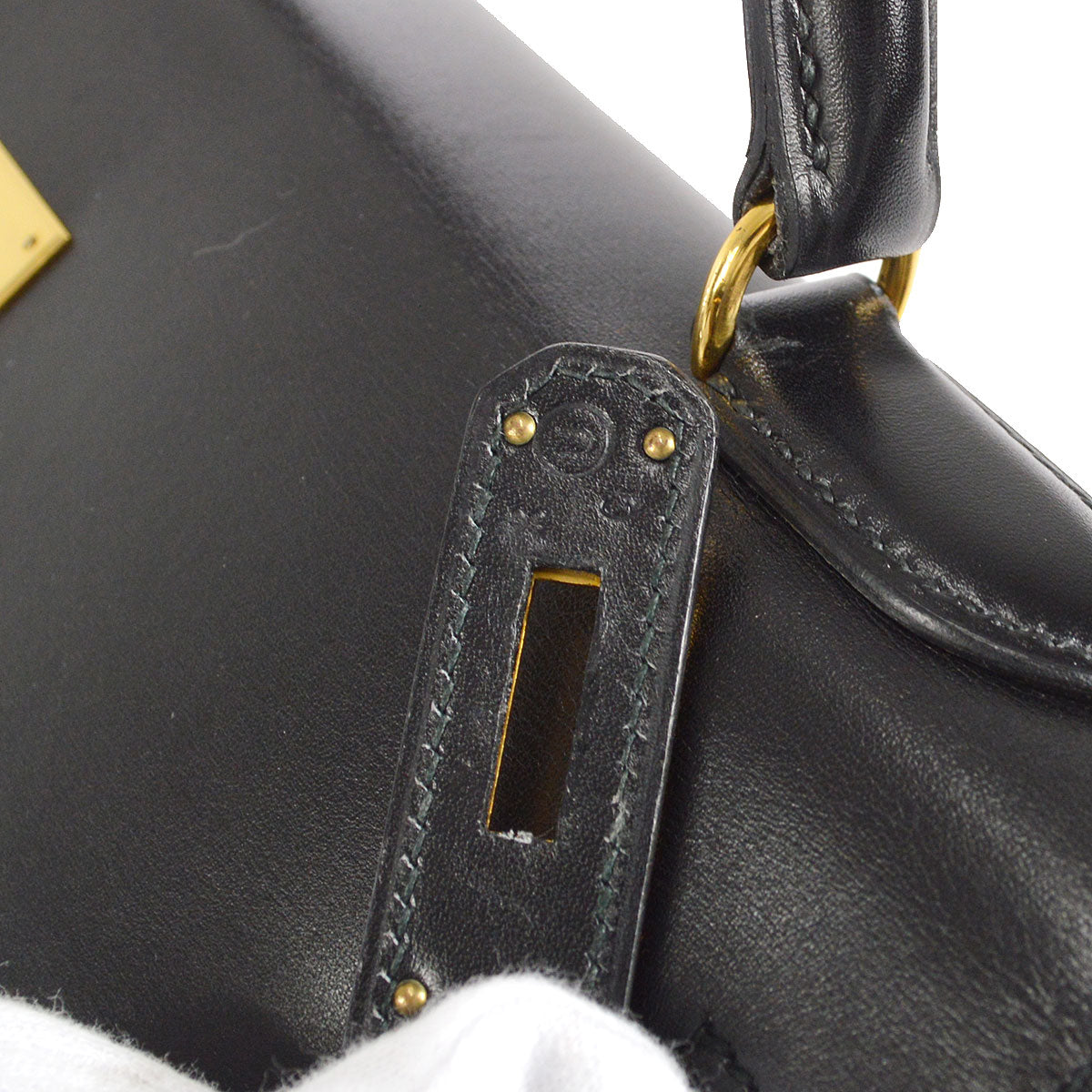 HERMES 1991 KELLY 32 SELLIER Black Box Calf