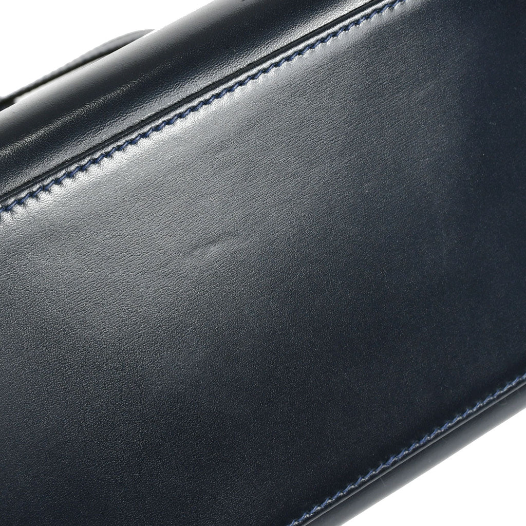 HERMES 1992 KELLY 32 SELLIER Blue indigo Box Calf