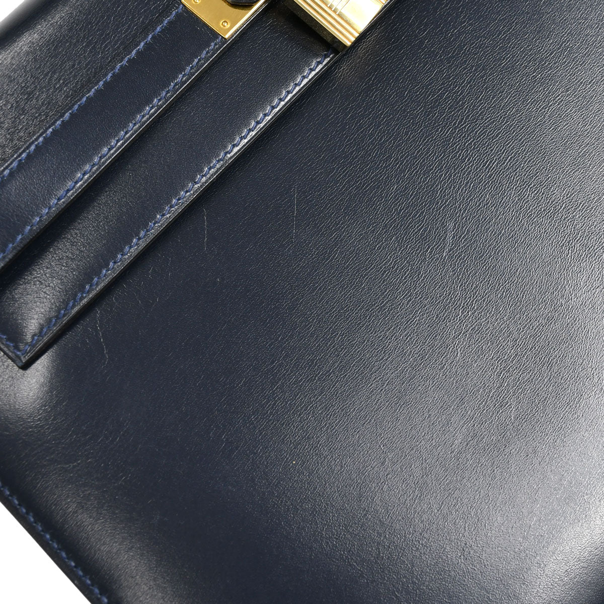 HERMES 1992 KELLY 32 SELLIER Blue indigo Box Calf