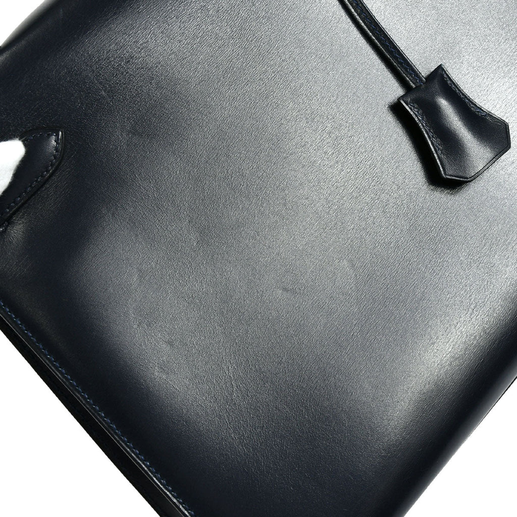 HERMES 1992 KELLY 32 SELLIER Blue indigo Box Calf