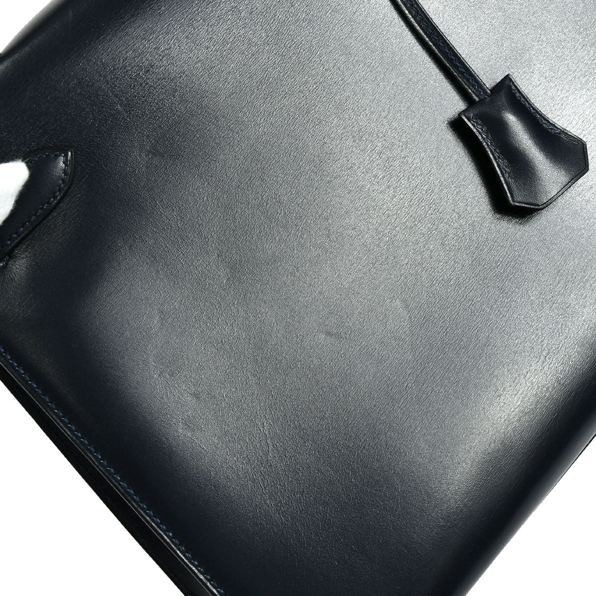 HERMES 1992 KELLY 32 SELLIER Blue indigo Box Calf
