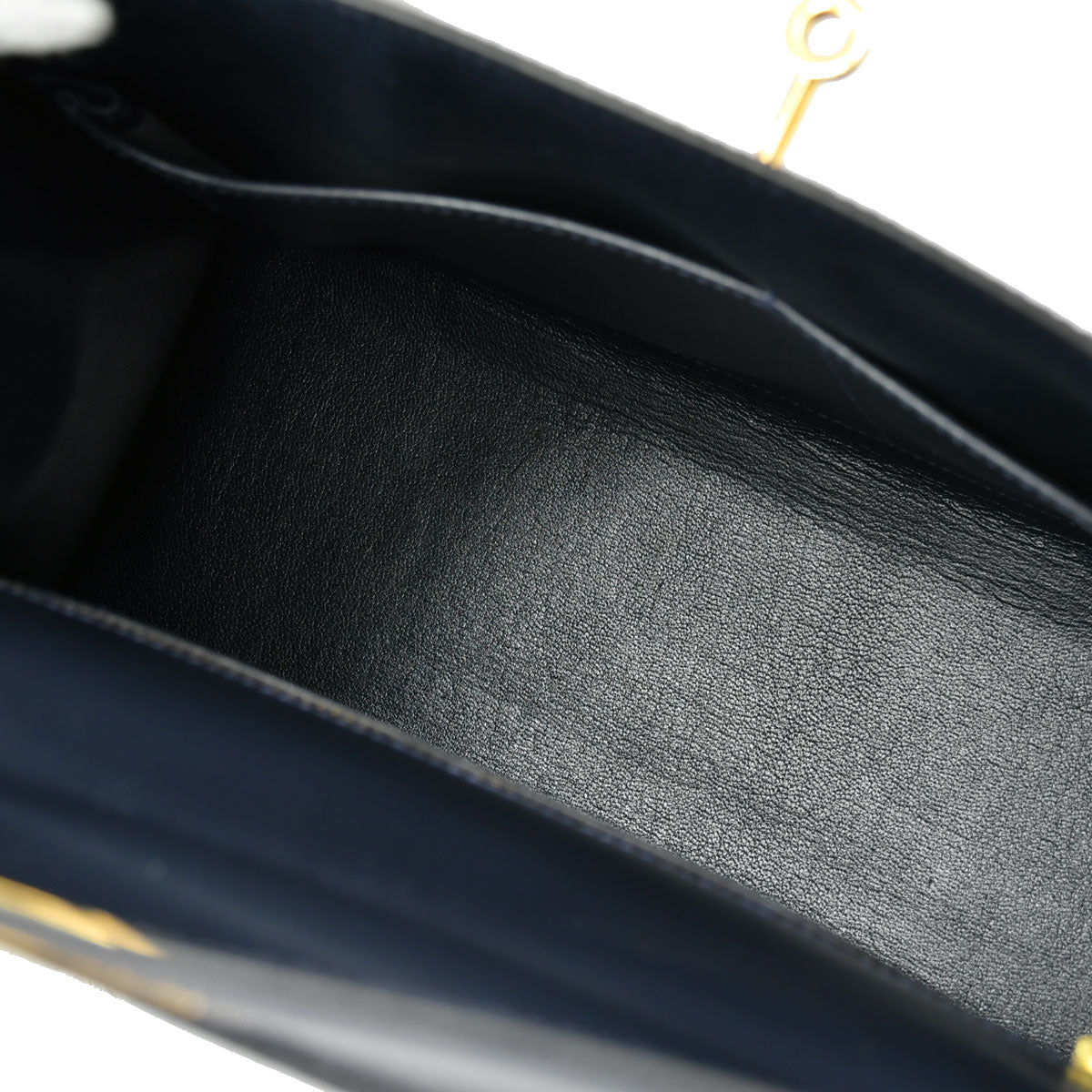 HERMES 1992 KELLY 32 SELLIER Blue indigo Box Calf