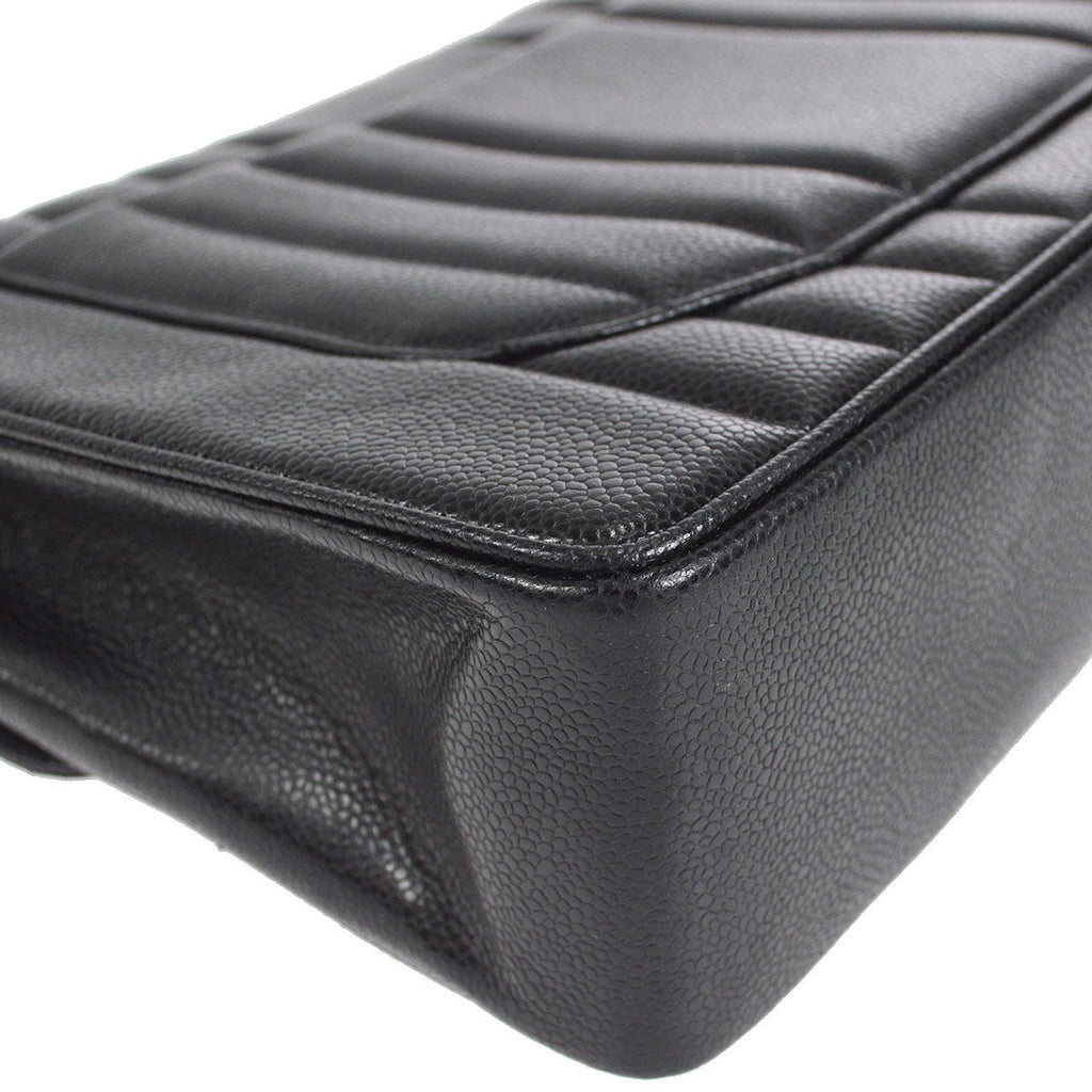 CHANEL★ 1991-1994 Vertical Classic Flap Jumbo Black Caviar 27226