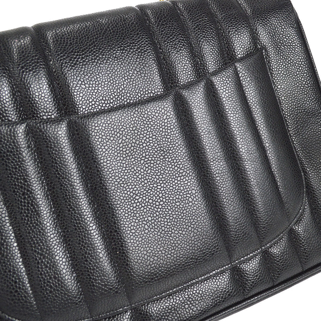 CHANEL★ 1991-1994 Vertical Classic Flap Jumbo Black Caviar 27226