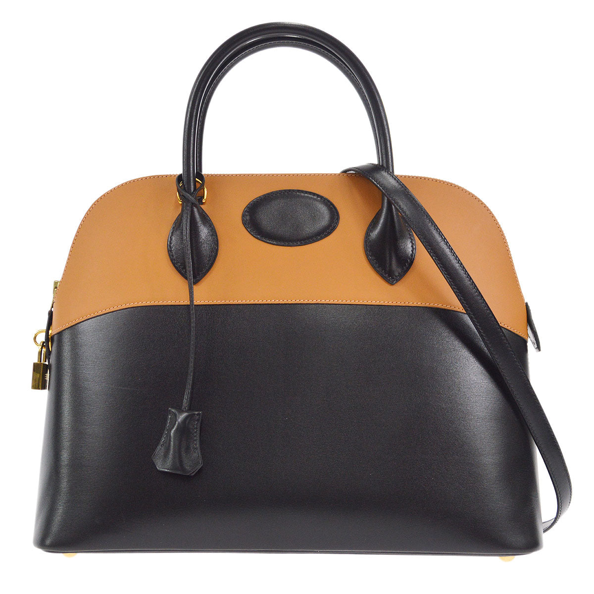 HERMES 2003 BOLIDE 37 Box Calf Vache Black Natural