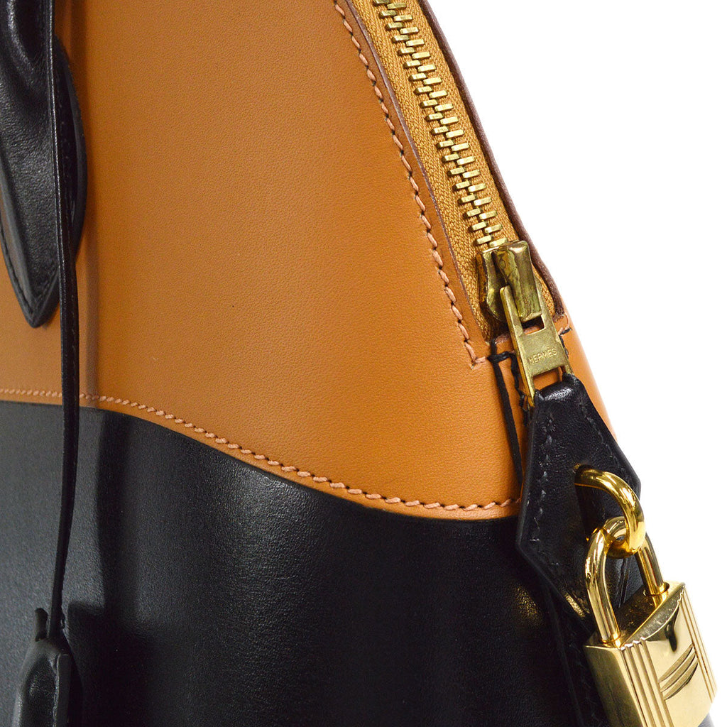 HERMES 2003 BOLIDE 37 Box Calf Vache Black Natural