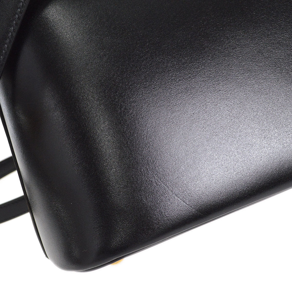 HERMES 2003 BOLIDE 37 Box Calf Vache Black Natural