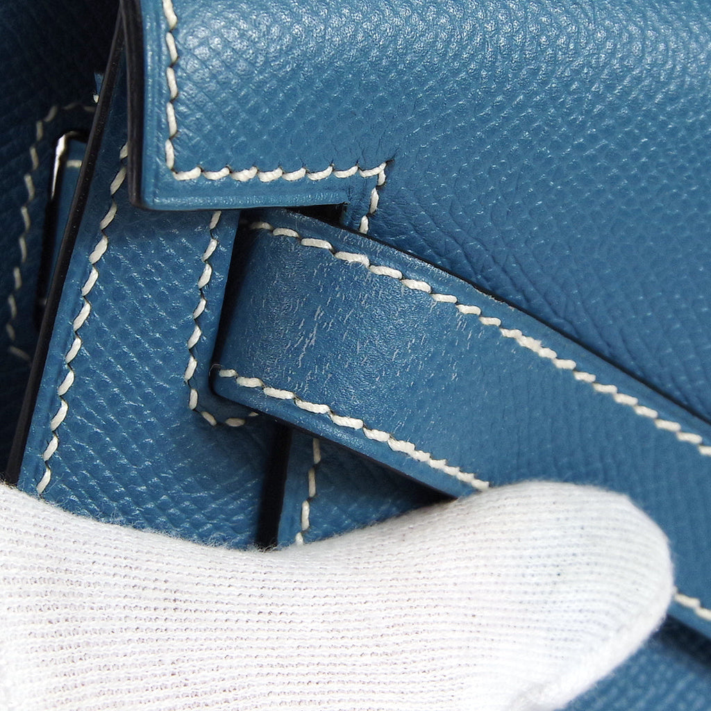 HERMES 1998 KELLY 28 SELLIER Blue Jean Courchevel