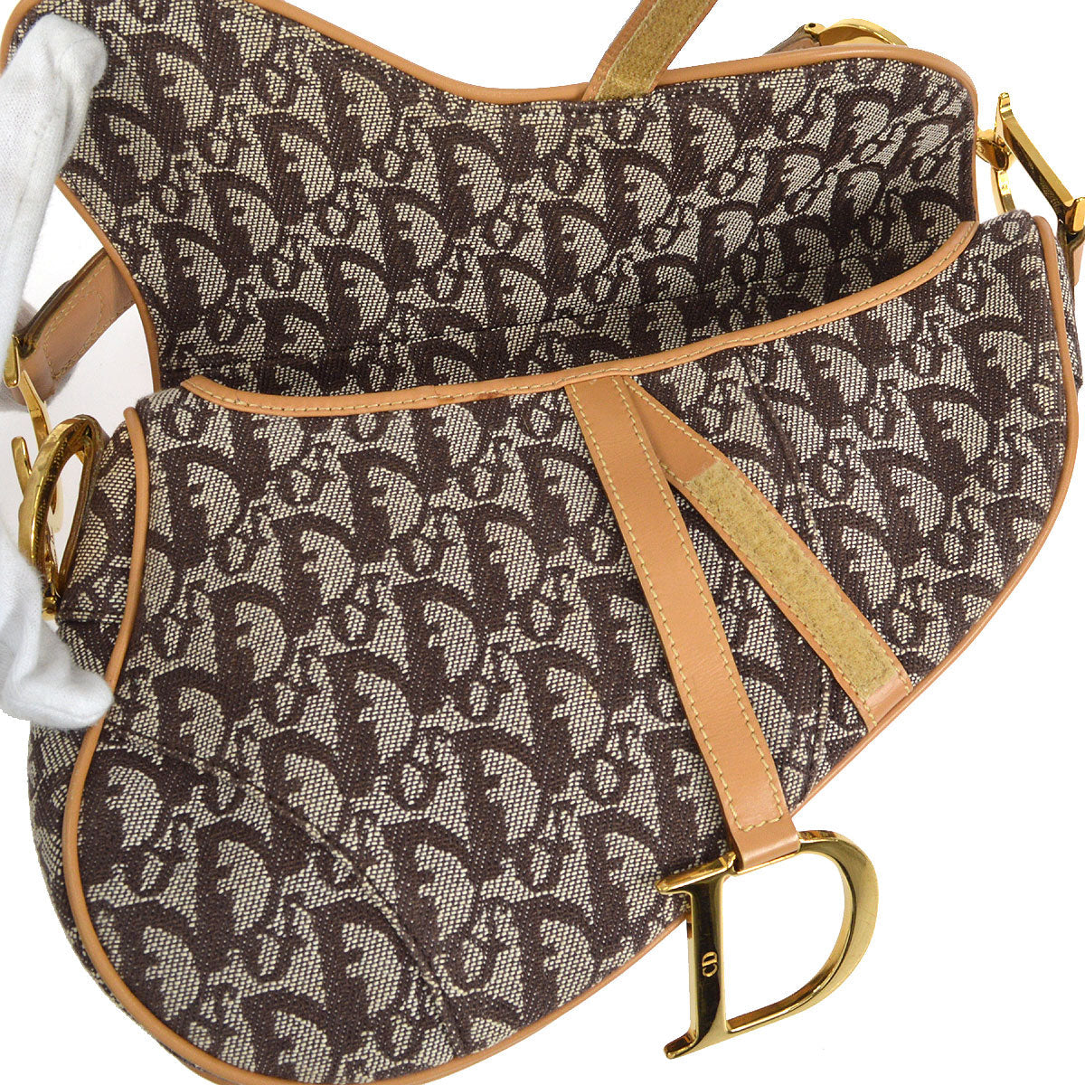 Christian Dior 2001 Trotter Saddle Handbag Brown