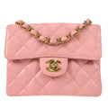 CHANEL★ 2003-2004 Classic Square Flap Mini 17 Pink Caviar 57685