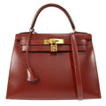 HERMES 1999 KELLY 28 SELLIER Rouge H Box Calf