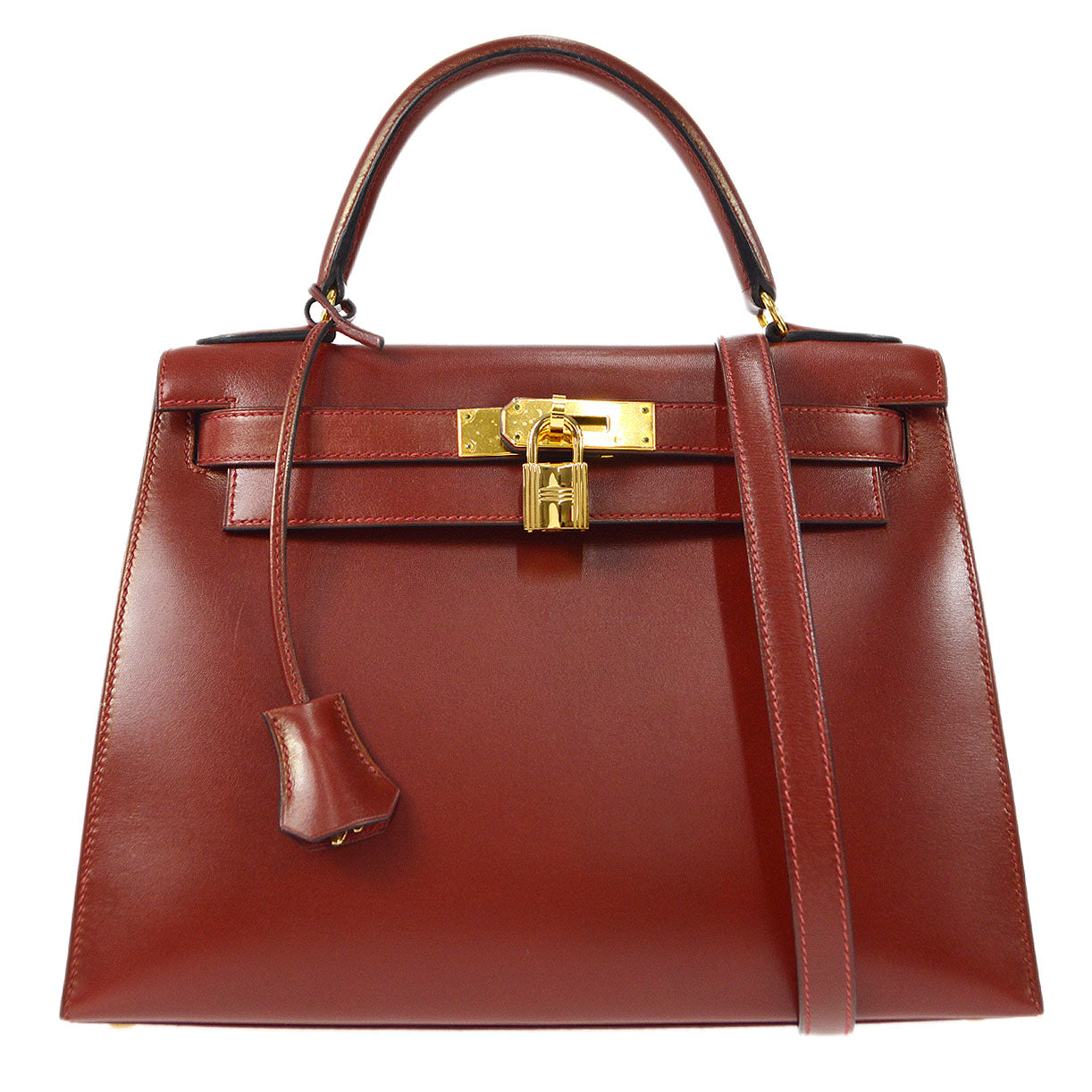 HERMES 1999 KELLY 28 SELLIER Rouge H Box Calf