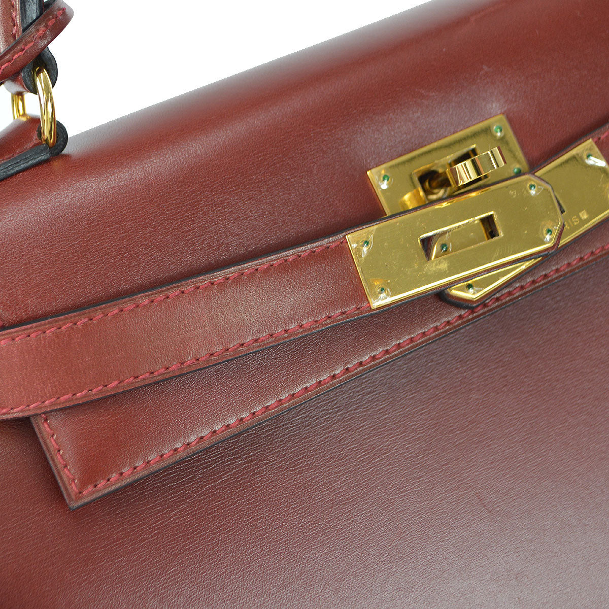 HERMES 1999 KELLY 28 SELLIER Rouge H Box Calf