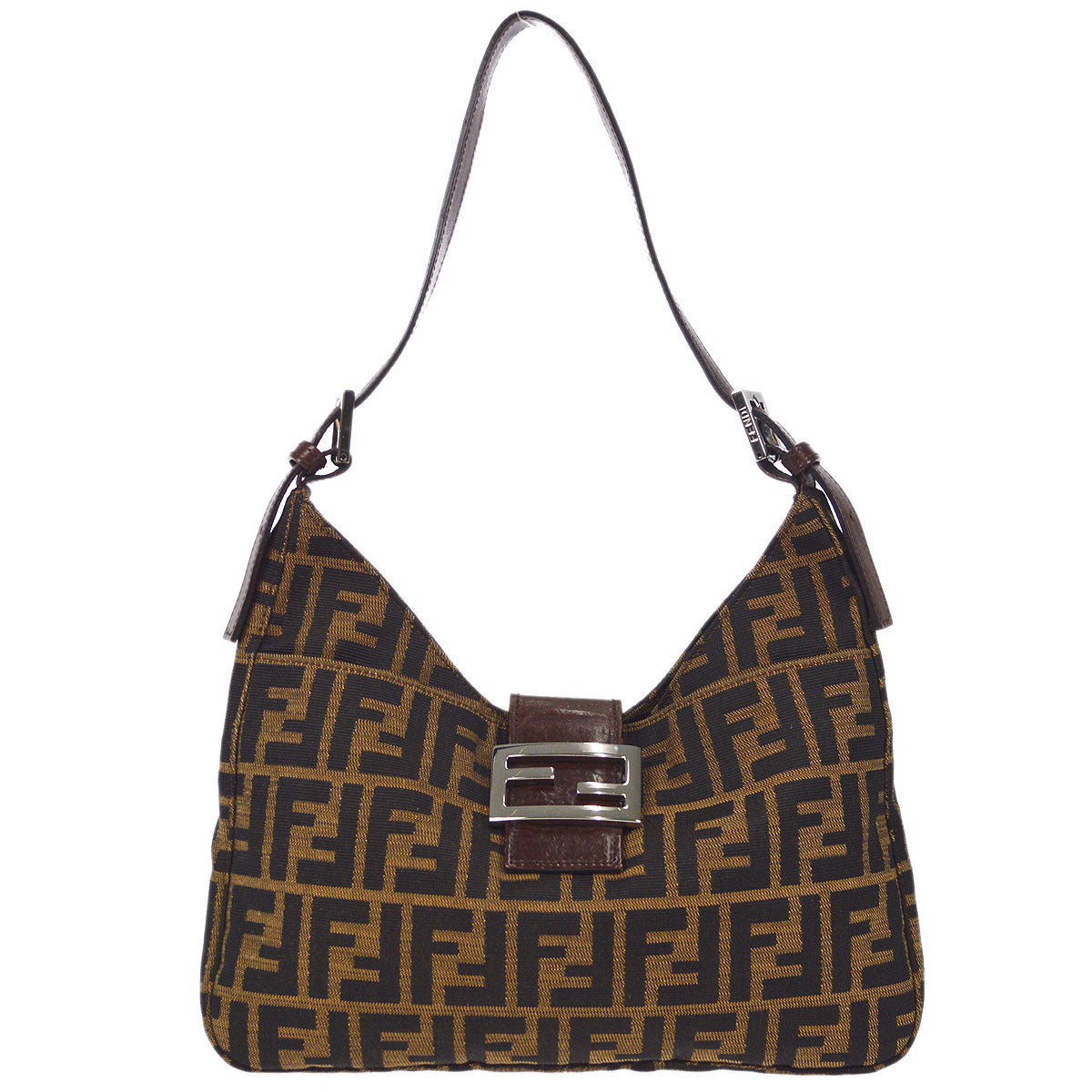 FENDI Zucca Hobo Handbag Brown