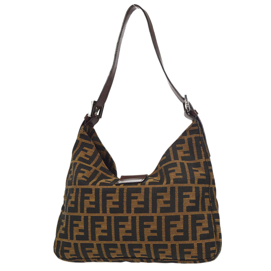 FENDI Zucca Hobo Handbag Brown