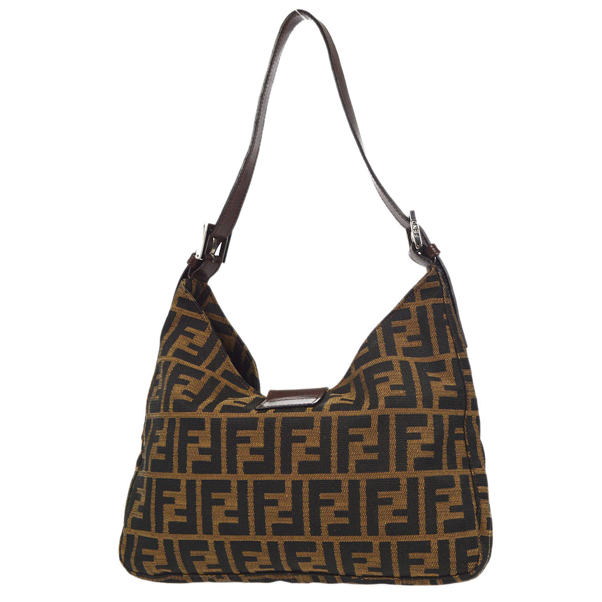 FENDI Zucca Hobo Handbag Brown