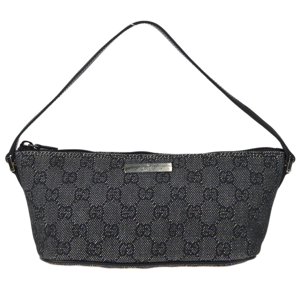 GUCCI GG Handbag Black Denim