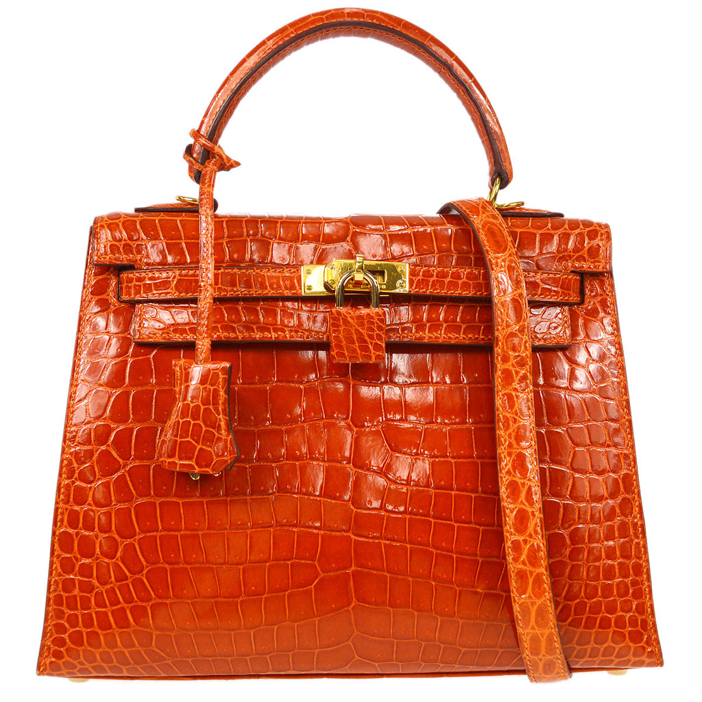 HERMES * 2005 KELLY 25 SELLIER Orange Porosus