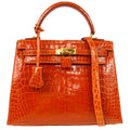 HERMES * 2005 KELLY 25 SELLIER Orange Porosus