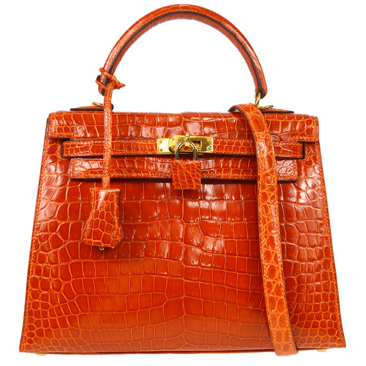 HERMES * 2005 KELLY 25 SELLIER Orange Porosus