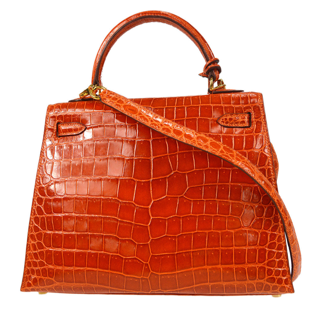 HERMES * 2005 KELLY 25 SELLIER Orange Porosus