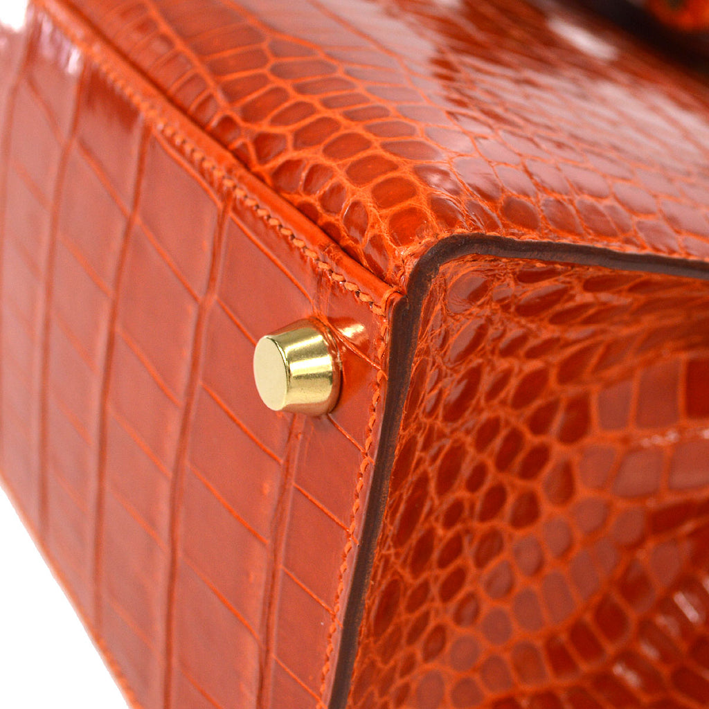 HERMES * 2005 KELLY 25 SELLIER Orange Porosus