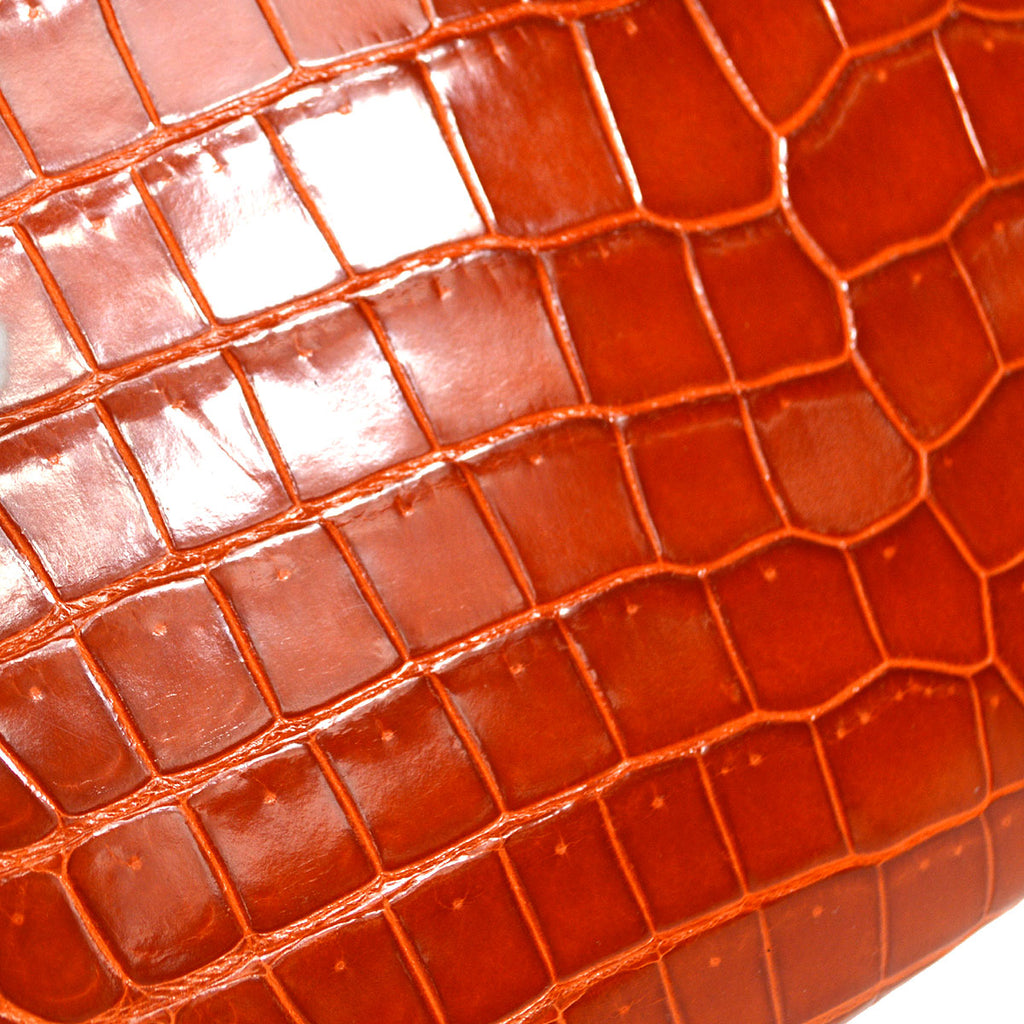 HERMES * 2005 KELLY 25 SELLIER Orange Porosus