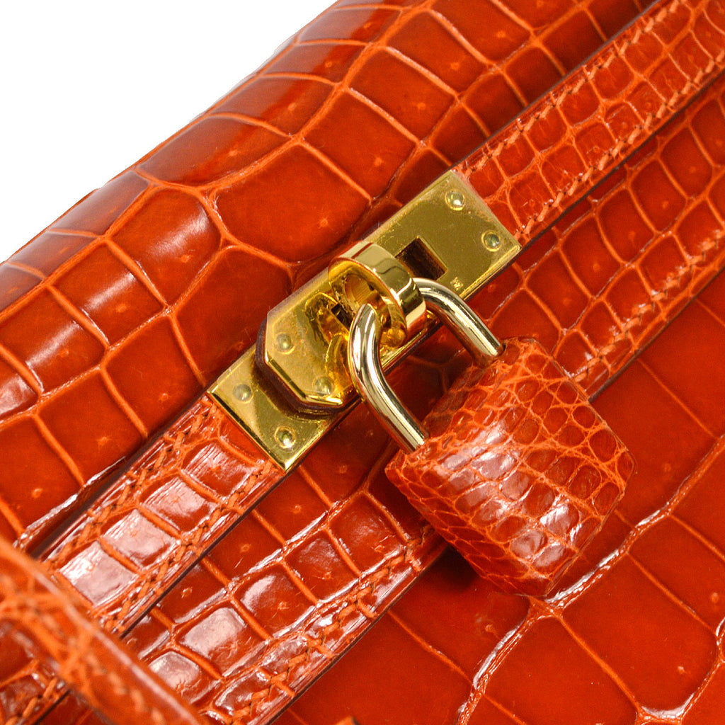 HERMES * 2005 KELLY 25 SELLIER Orange Porosus