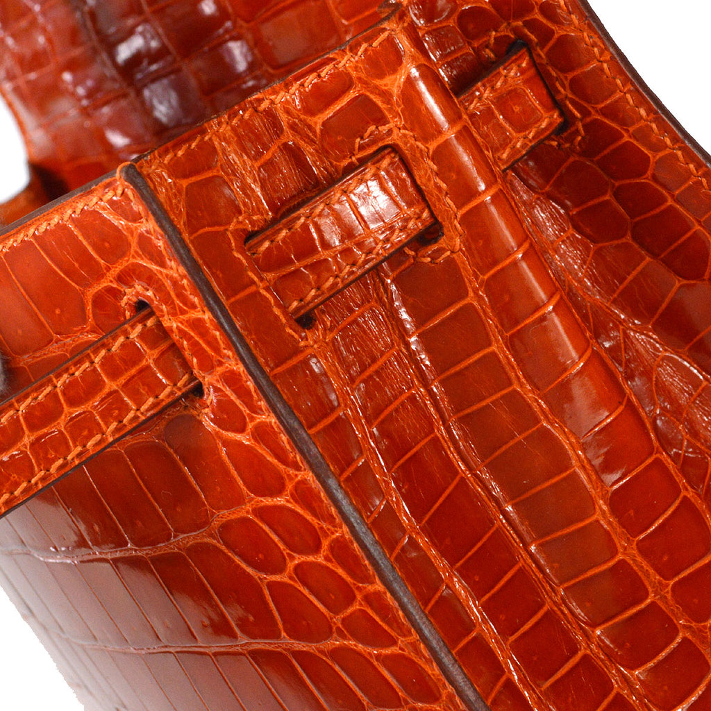 HERMES * 2005 KELLY 25 SELLIER Orange Porosus