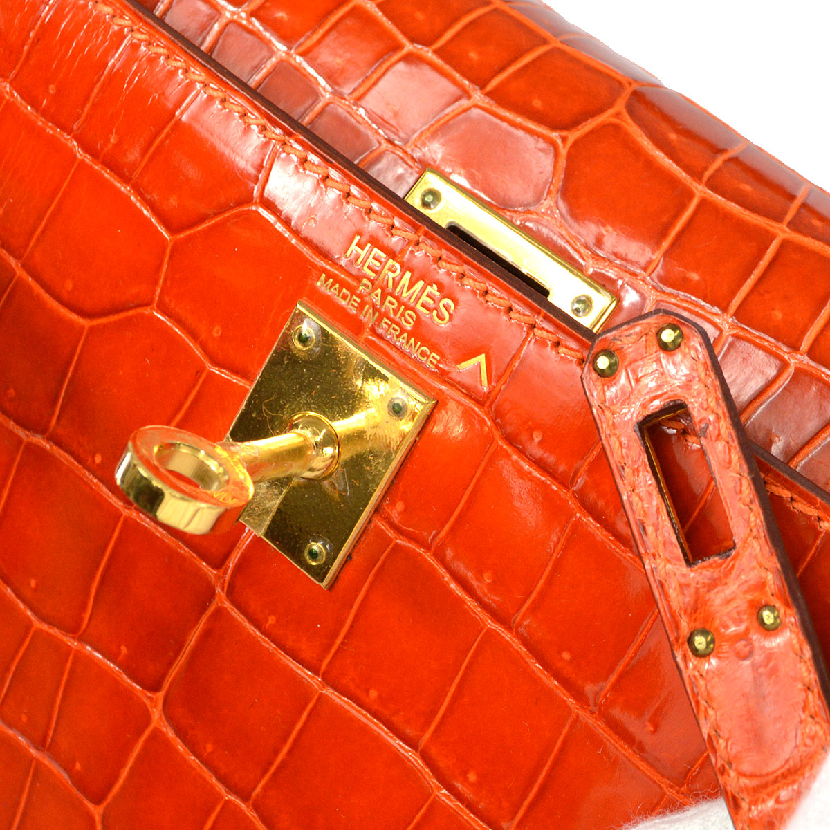 HERMES * 2005 KELLY 25 SELLIER Orange Porosus