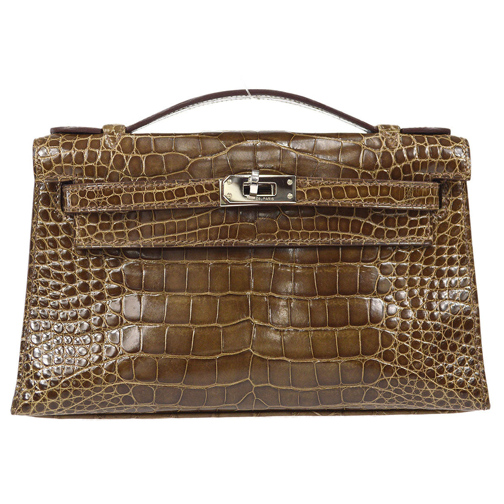 HERMES * 2008 KELLY POCHETTE Gris Elephant Alligator
