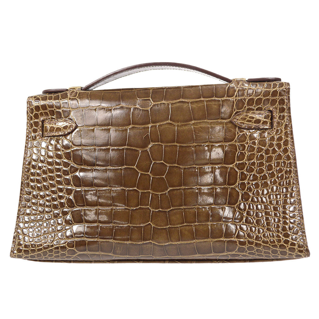 HERMES * 2008 KELLY POCHETTE Gris Elephant Alligator