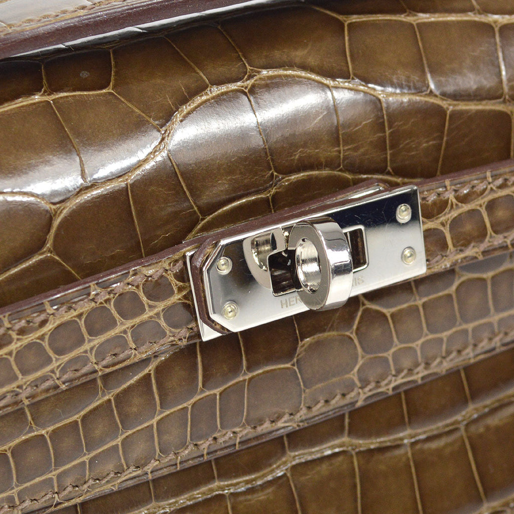 HERMES * 2008 KELLY POCHETTE Gris Elephant Alligator