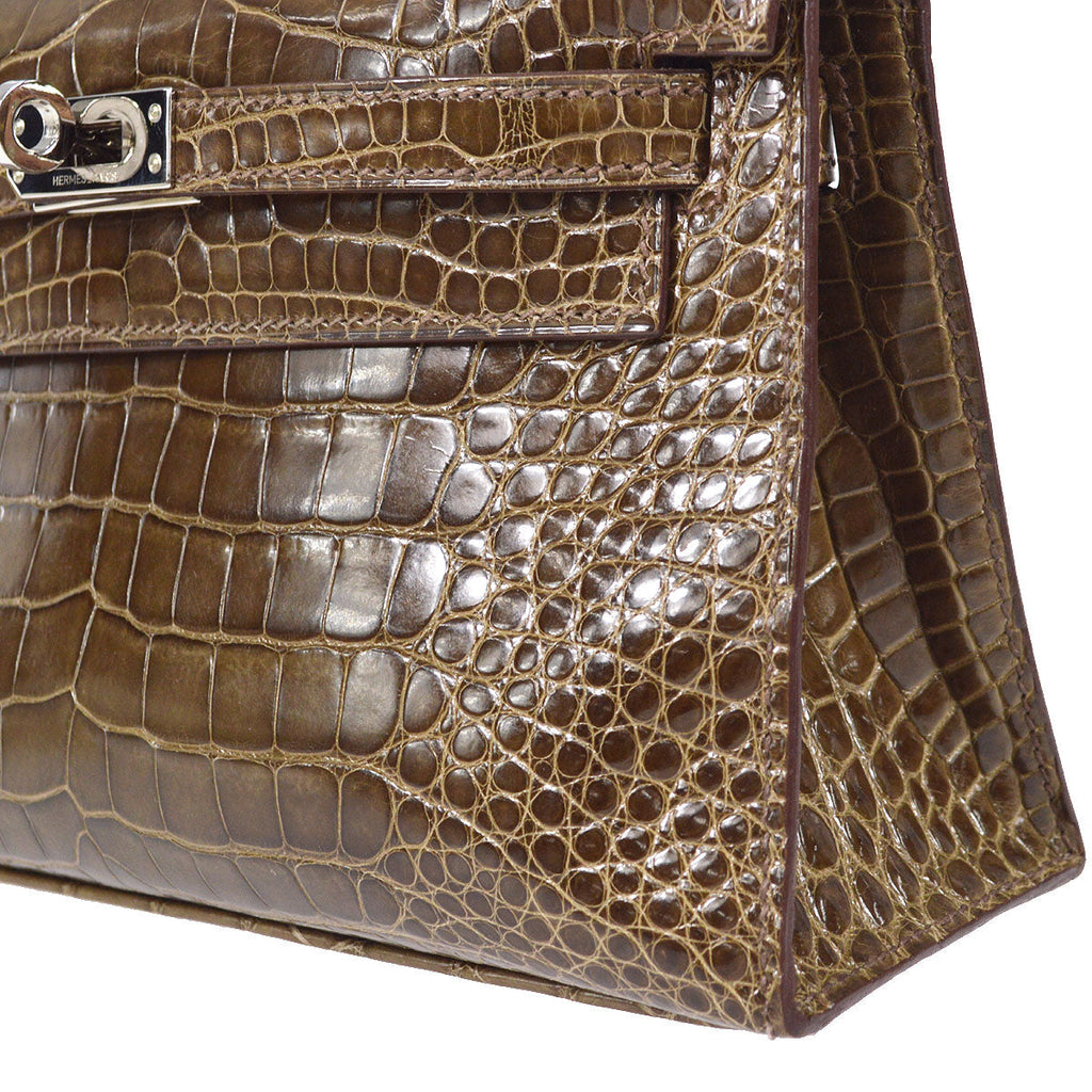 HERMES * 2008 KELLY POCHETTE Gris Elephant Alligator
