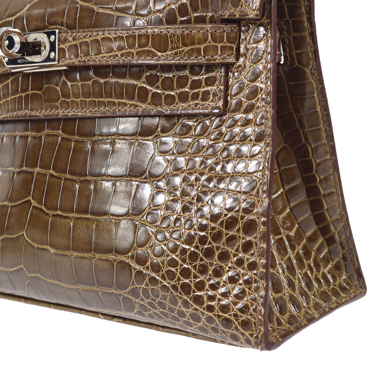HERMES * 2008 KELLY POCHETTE Gris Elephant Alligator