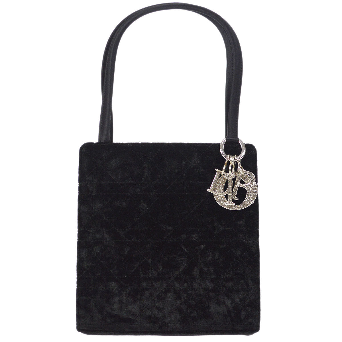 Christian Dior 1998 Cannage Handbag Black Velvet