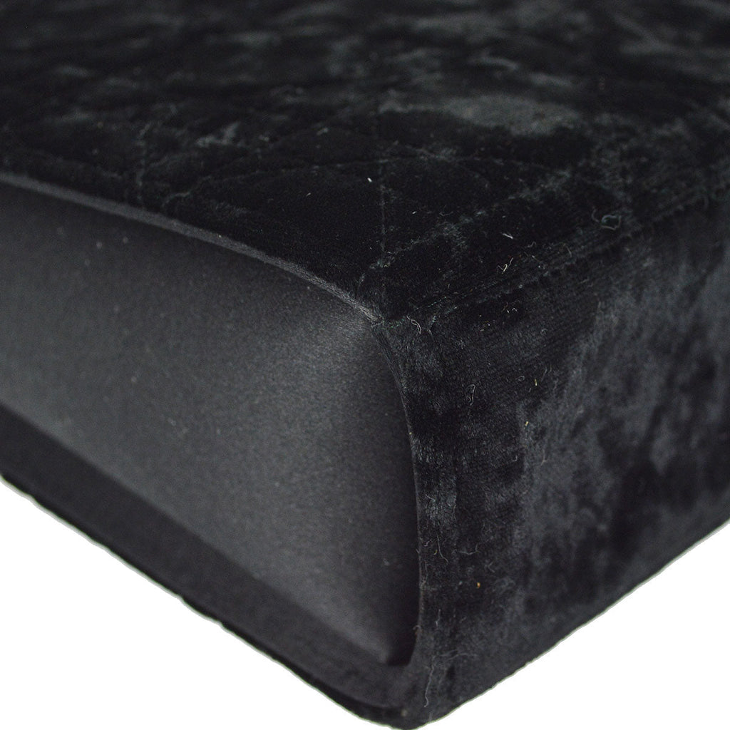 Christian Dior 1998 Cannage Handbag Black Velvet