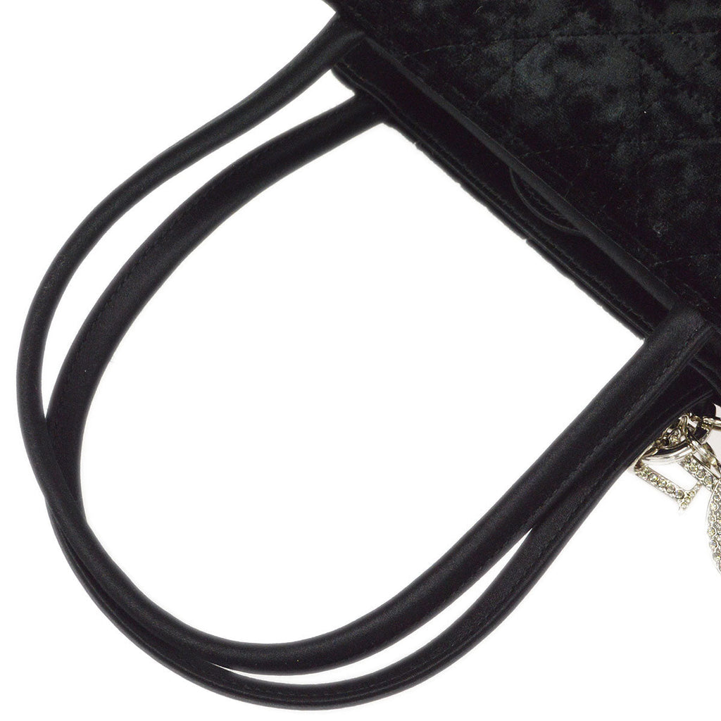Christian Dior 1998 Cannage Handbag Black Velvet