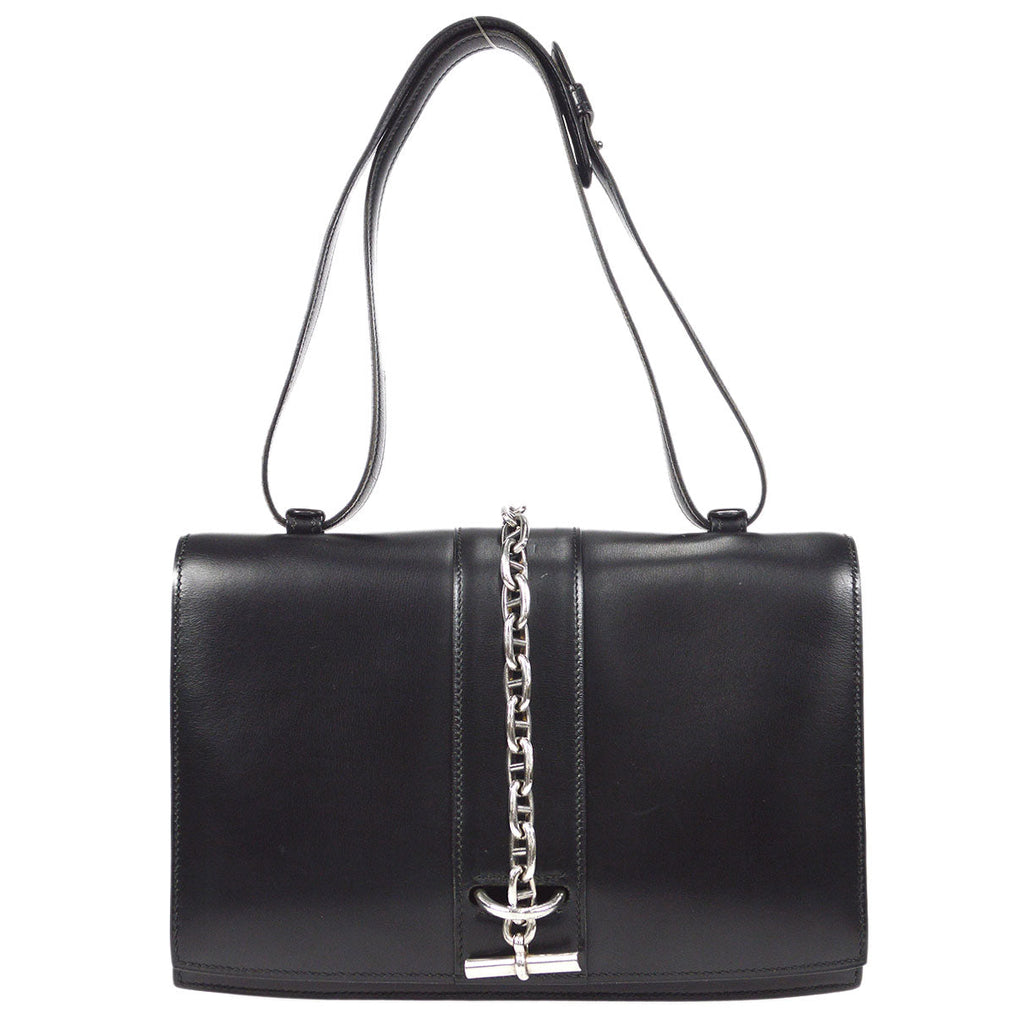 HERMES * 1972 Chaine D'Ancre Shoulder Bag Black Box Calf